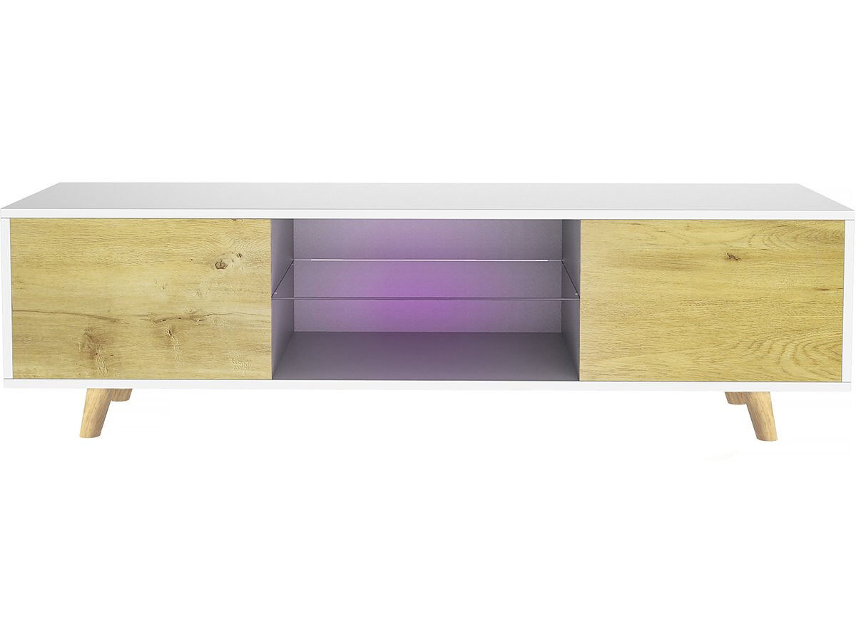 Móvel tv led "inna" - 140 x 42 x 45 cm - branco/carvalho