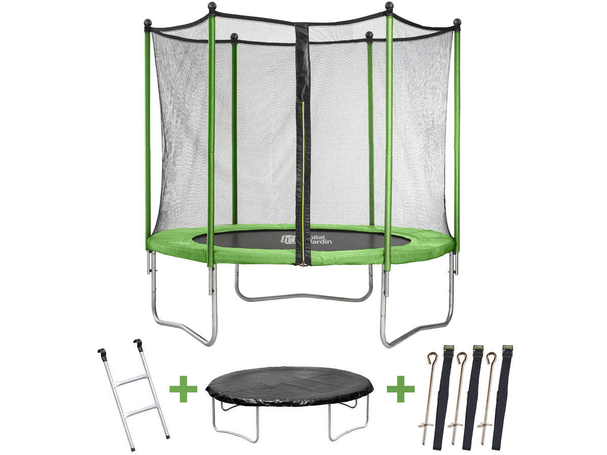 Trampolim "yoopi 2" - ø 1,80 m - com rede + escada + cobertura + kit âncora