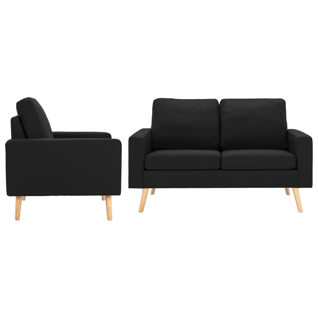 Vidaxl 2 pcs conjunto de sofás tecido preto