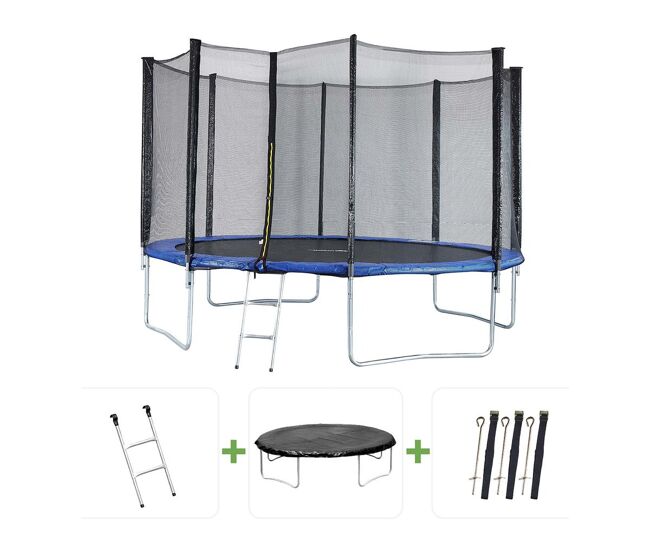 Trampolim "joycy" - ø 4,27 m - com rede + escada + cobertura + kit de ancoragem