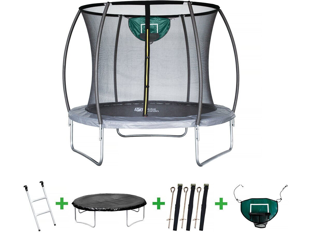 Trampolim "jumper" prestige de 2,44 m e cesta de basquete