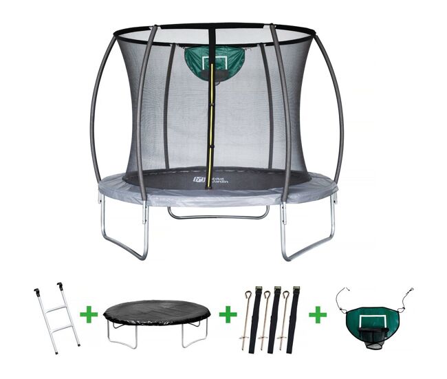 Trampolim "jumper" prestige de 2,44 m e cesta de basquete