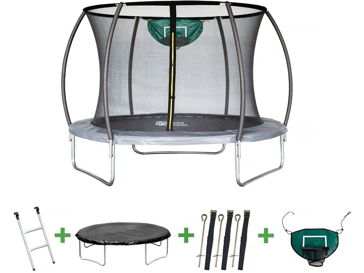Trampolim "jumper" prestige de 3,65 m e cesta de basquete