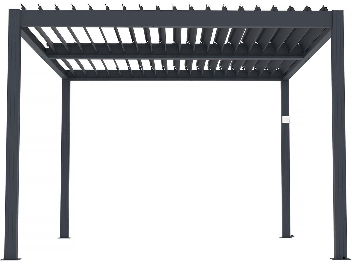 Pérgula bioclimática électrique com led "windsor" em alumínio 3 x 4 - gris