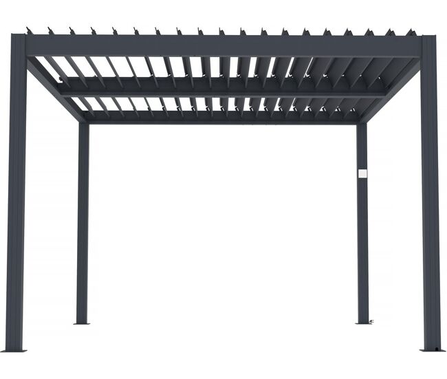 Pérgula bioclimática électrique com led "windsor" em alumínio 3 x 4 - gris