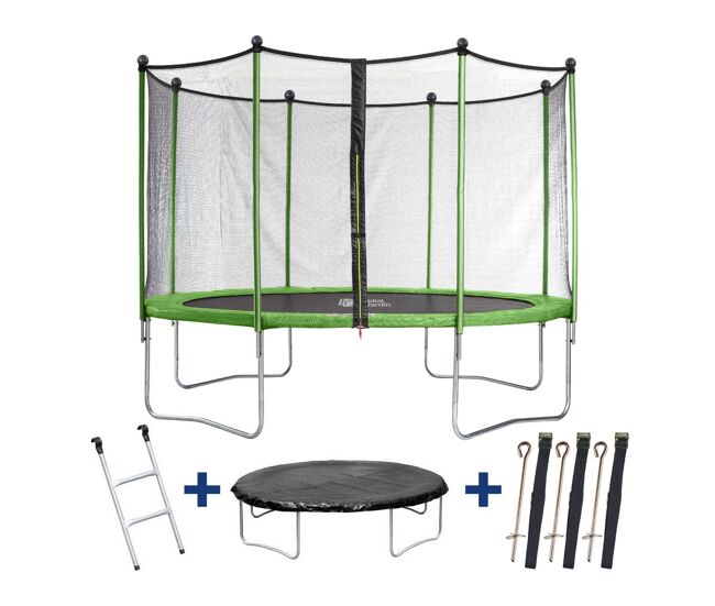 Trampolim "yoopi" - ø 4,25 m - com rede + escada + cobertura + kit de fixação