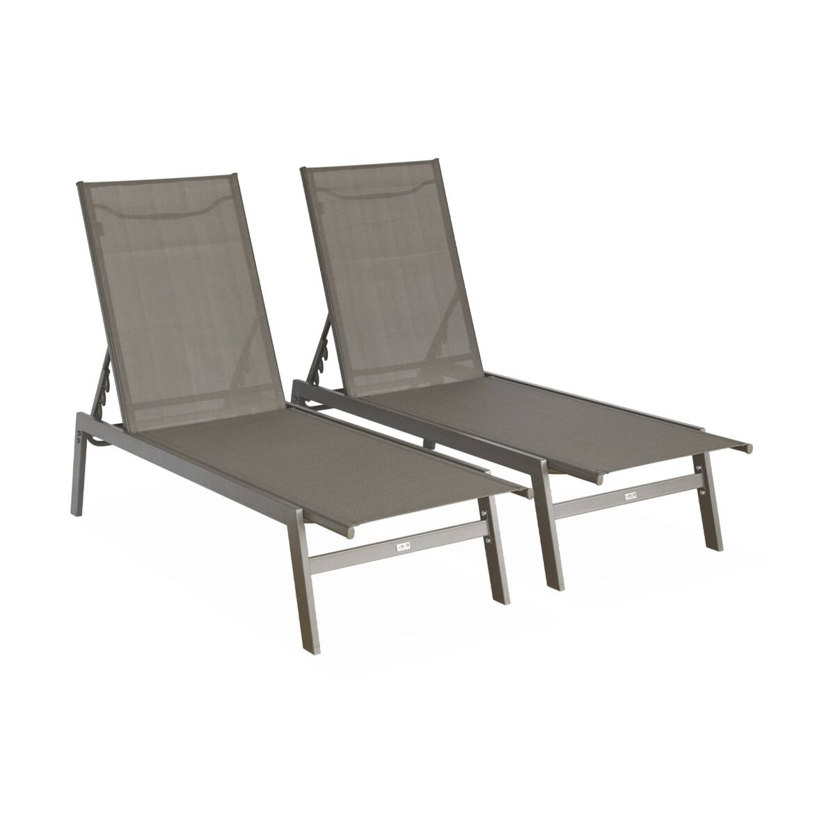 Transat de aço multi posições, set de 2, flora, castanho, 155x59x106 cm