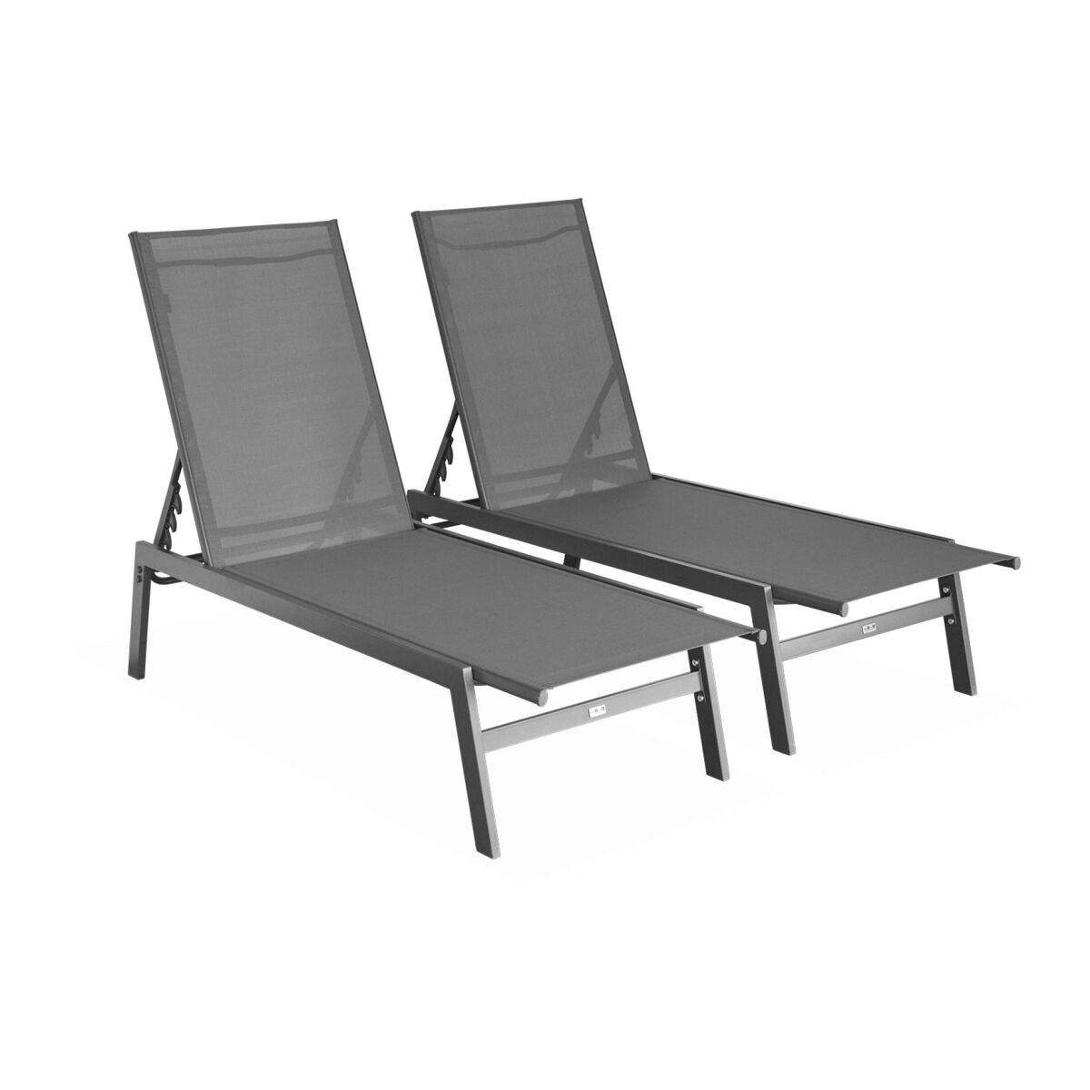 Transat de aço multi posições, set de 2, flora, cinza, 155x59x106 cm