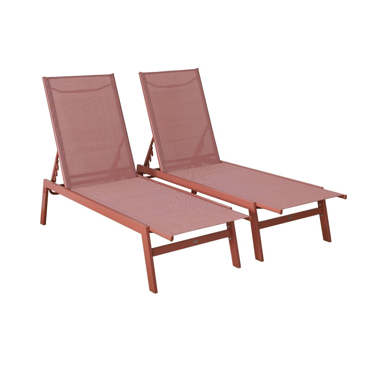 Transat de aço multi posições, set de 2, flora, terracota, 155x59x106 cm