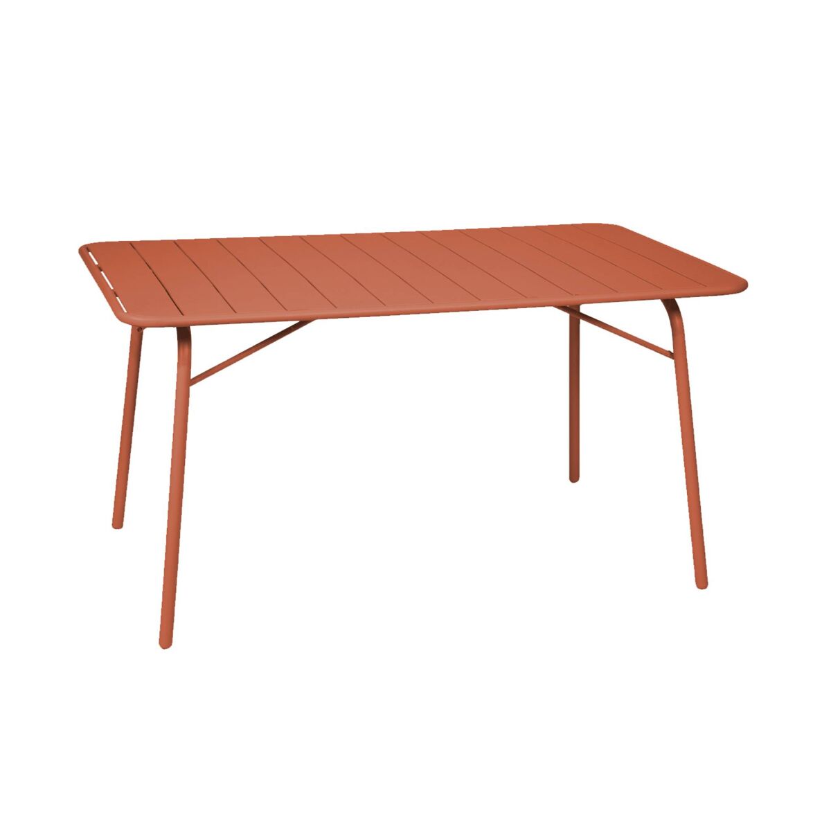 Mesa de jardim dobrável metálica, 6 lugares, amelia 140cm, terracota, 141.2x80x72.5 cm