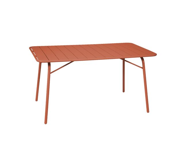 Mesa de jardim dobrável metálica, 6 lugares, amelia 140cm, terracota, 141.2x80x72.5 cm