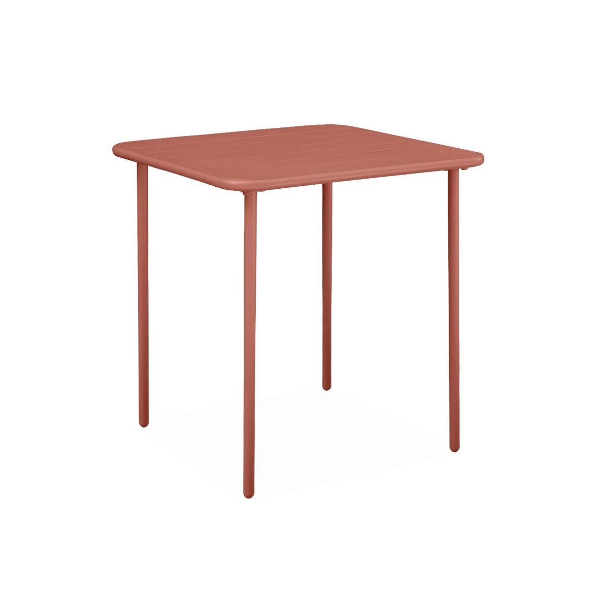 Mesa de jardim metálica de 2 lugares, amelia 70cm, terracota, 70x70x72.5 cm