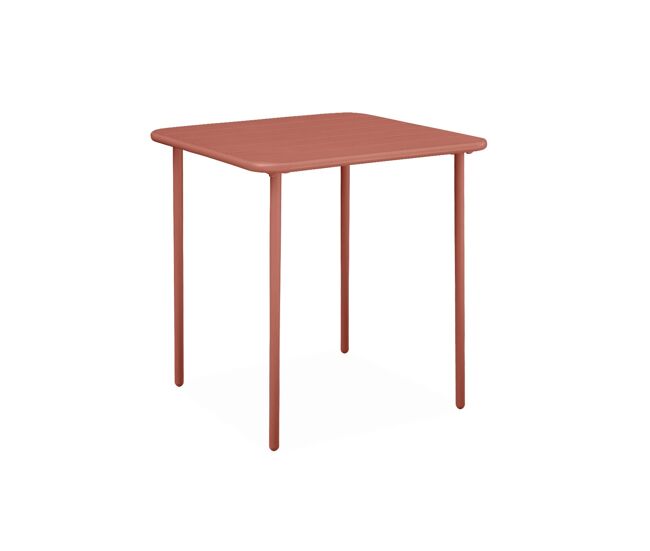 Mesa de jardim metálica de 2 lugares, amelia 70cm, terracota, 70x70x72.5 cm