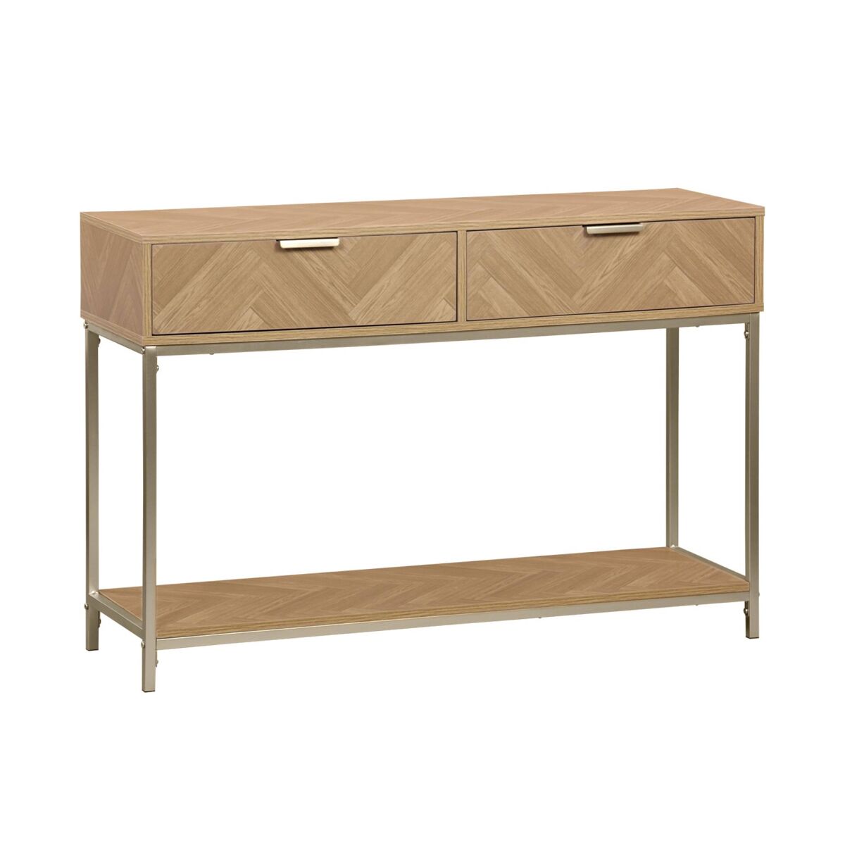 Consola em espinha de peixe com efeito de madeira, 110cm, budapest, natural, 110x35x75 cm