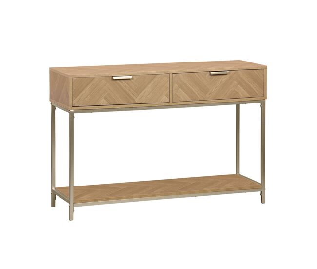 Consola em espinha de peixe com efeito de madeira, 110cm, budapest, natural, 110x35x75 cm