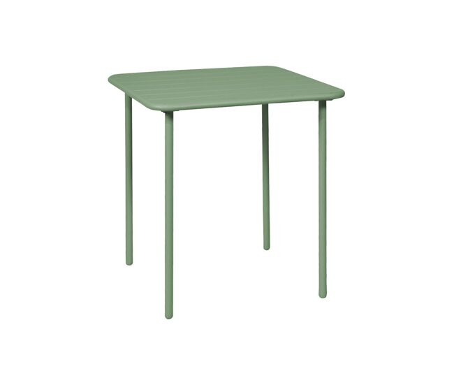 Mesa de jardim metálica de 2 lugares, amelia 70cm, verde, 70x70x72.5 cm