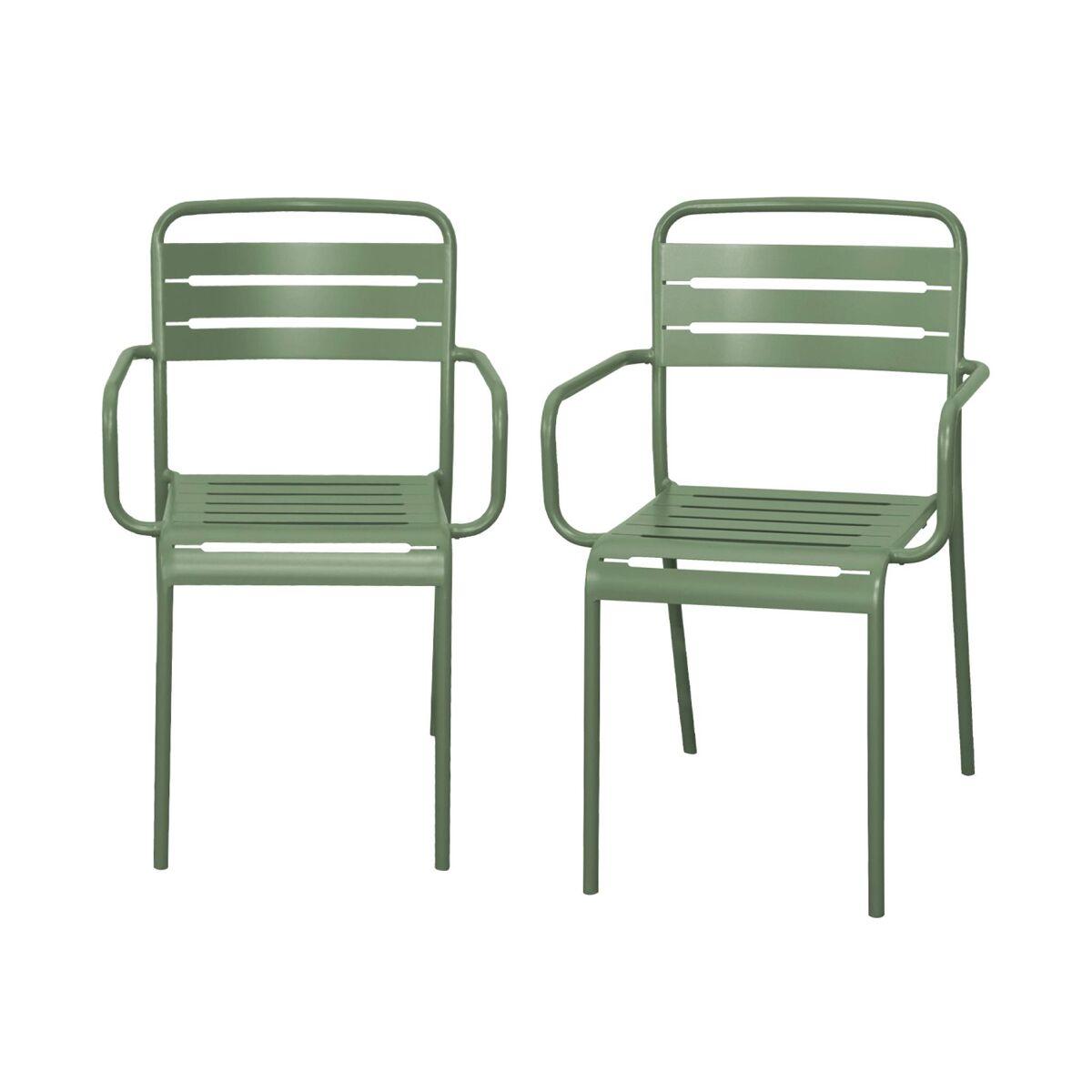 Cadeira de jardim em acier, set de 2, amelia, verde, 50.4x53x79.5 cm