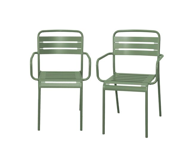 Cadeira de jardim em acier, set de 2, amelia, verde, 50.4x53x79.5 cm