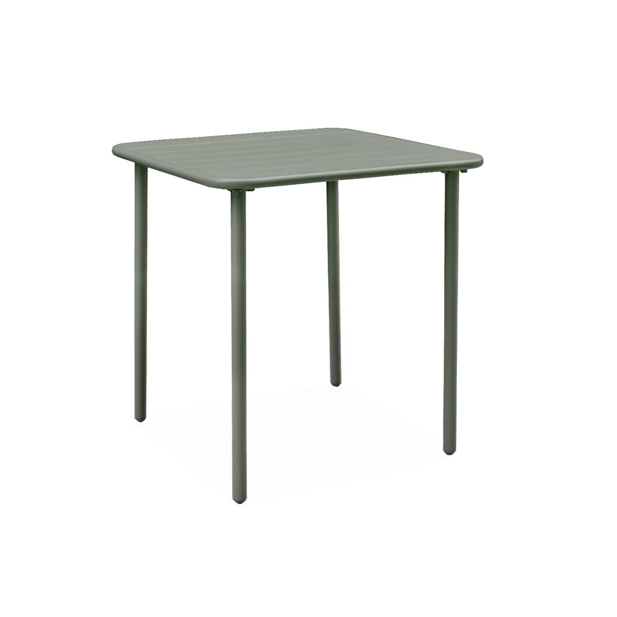 Mesa de jardim metálica de 2 lugares, amelia 70cm, verde caqui, 70x70x72.5 cm