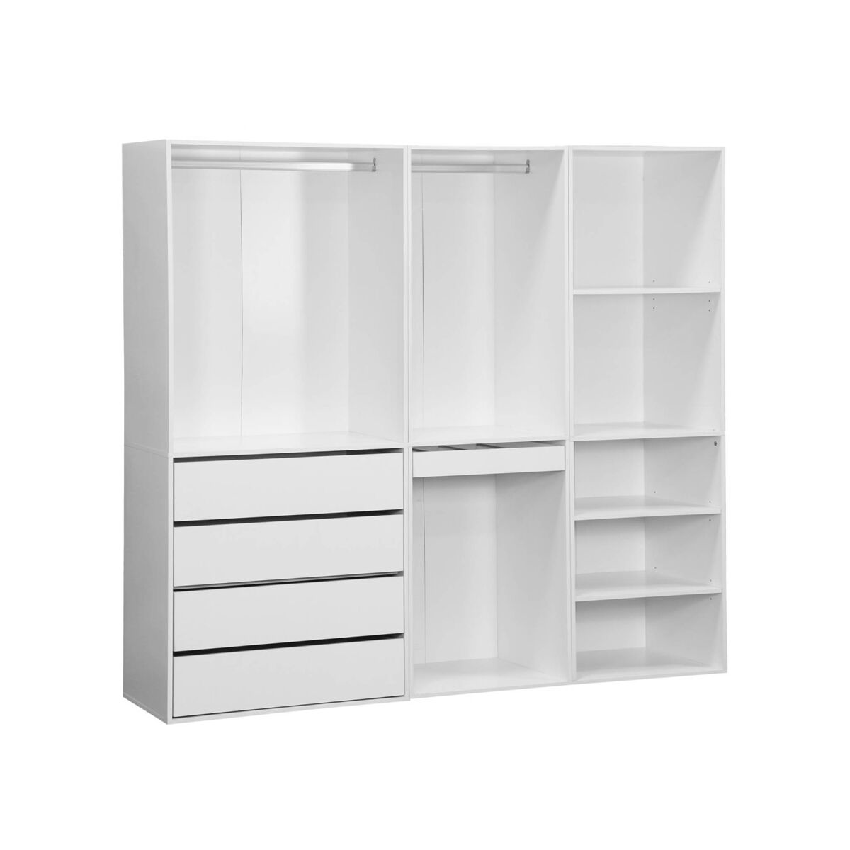 Kit de roupeiro modular com 3 elementos, modulo, branco, 200x45x180 cm