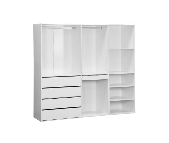 Kit de roupeiro modular com 3 elementos, modulo, branco, 200x45x180 cm