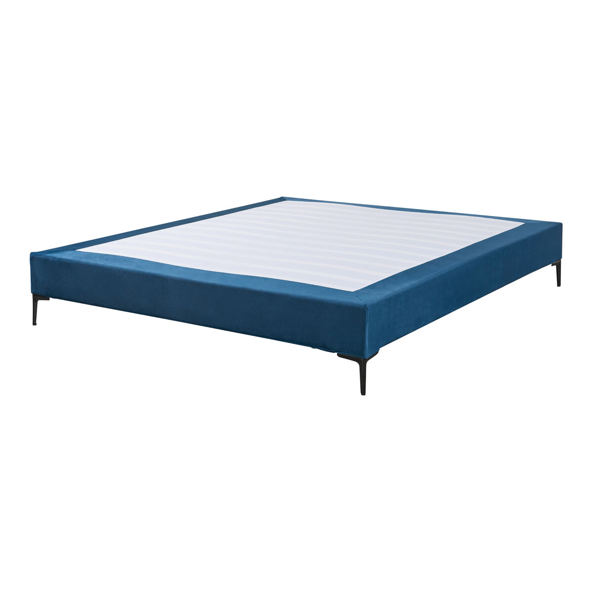 Cama de casal lilla com estofo em veludo 140x200 cm - azul [en.casa]