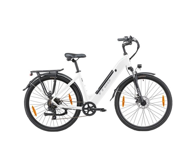 Bicicleta elétrica ttgo hz-28st - motor 250w bateria 36v20ah rodas de 28 polegadas velocidade máxima de 25km/h freios mecânicos a disco - branco