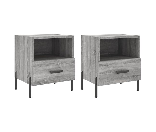 Vidaxl mesas de cabeceira 2 pcs derivados de madeira sonoma gris