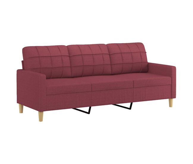 Vidaxl sofá de 3 lugares tecido 180 cm vermelho tinto