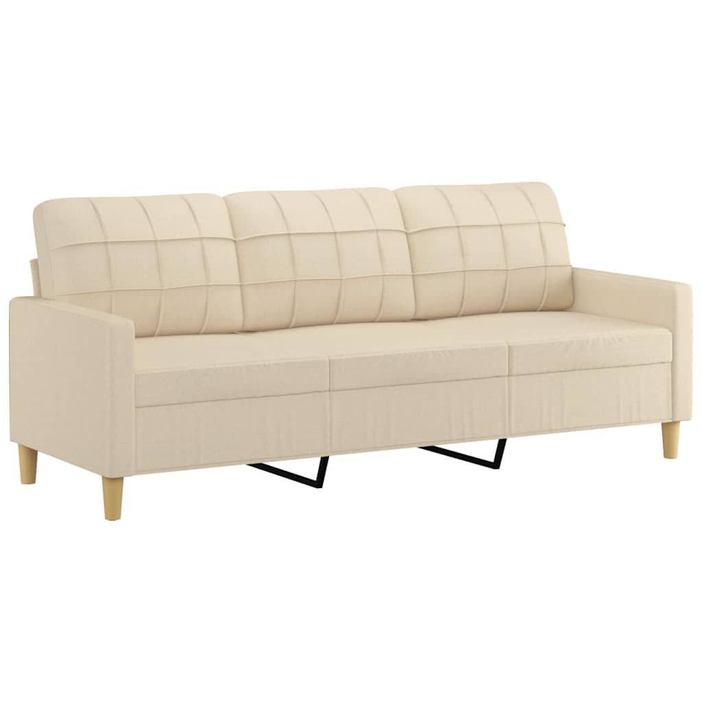 Vidaxl sofá de 3 lugares tecido 180 cm cor creme