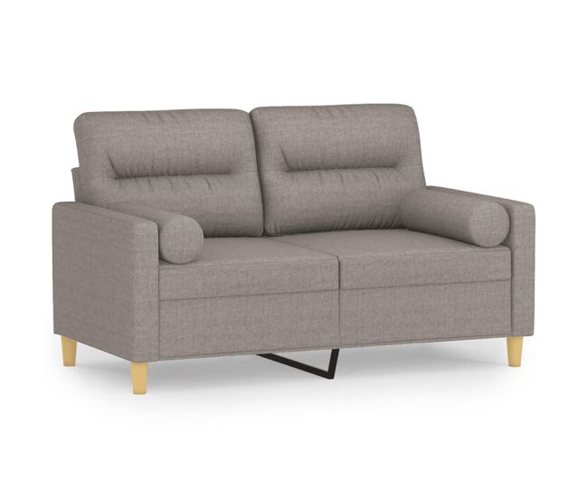 Vidaxl sofá 2 lug. +almofadas decoração 120cm tecido cinza-acastanhado