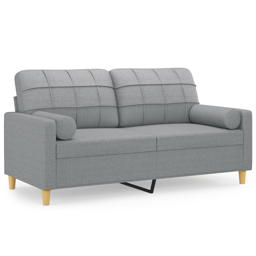 Vidaxl sofá 2 lugares + almofadas decorativas 140cm tecido gris-claro
