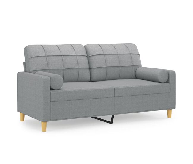Vidaxl sofá 2 lugares + almofadas decorativas 140cm tecido gris-claro