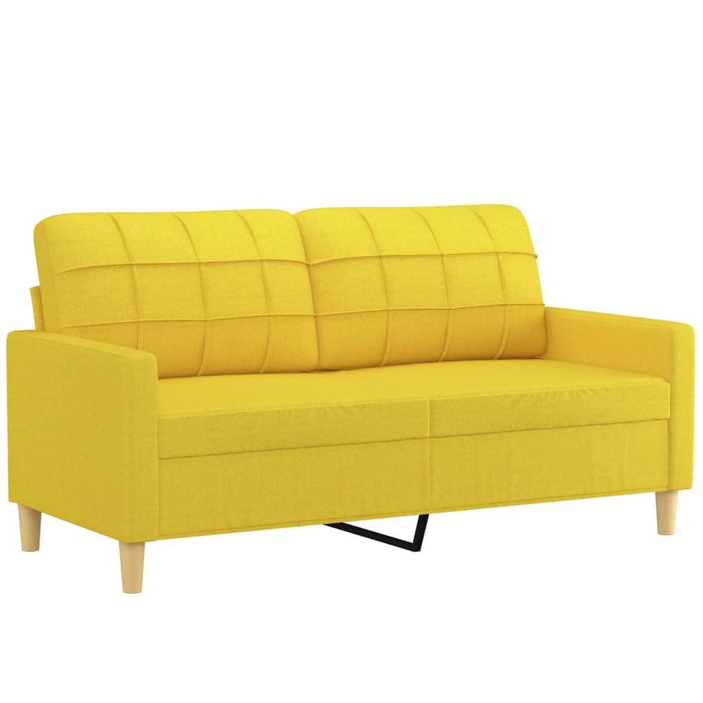 Vidaxl sofá de 2 lugares 140 cm tecido amarelo-claro