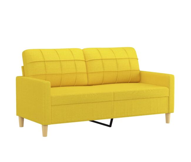 Vidaxl sofá de 2 lugares 140 cm tecido amarelo-claro