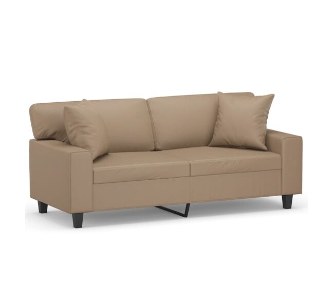 Vidaxl sofá 2 lugares + almofadas 140 cm couro artificial cappuccino