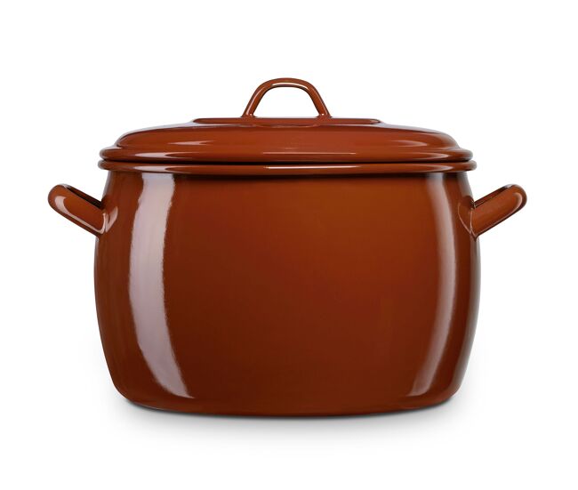 Briebe terra caçarola cozinha acier esmaltado 24cm, panela grande 7,5l, indução, fogo, vintage, , marrom