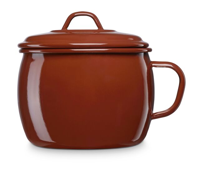Briebe terra caçarola cozinha com tampa acier esmaltado 12cm, bouilloire vitrificado 1,3 l, indução, fogo, vintage, , marrom