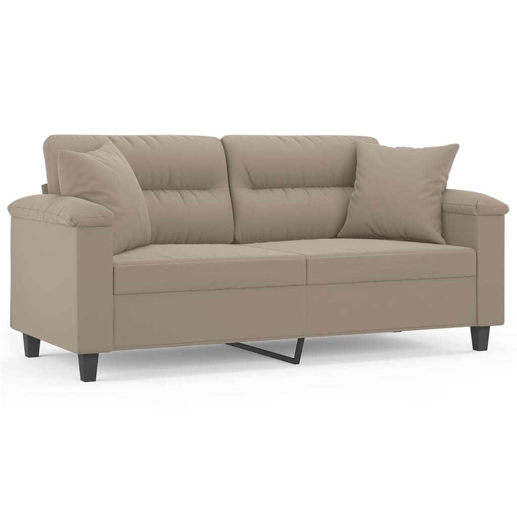 Vidaxl sofá 2 lugares c/ almofadas 140 cm microfibra cinza-acastanhado