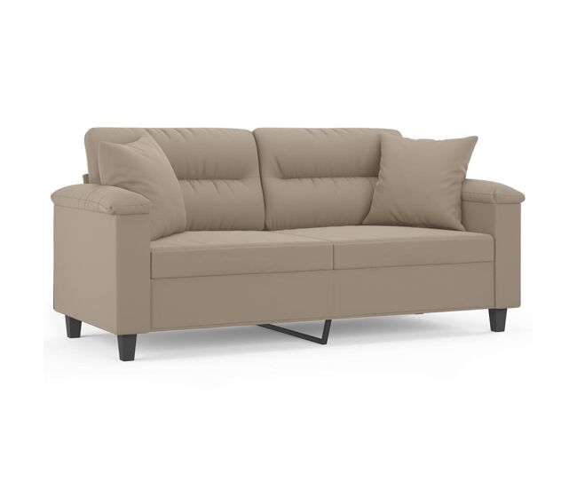 Vidaxl sofá 2 lugares c/ almofadas 140 cm microfibra cinza-acastanhado