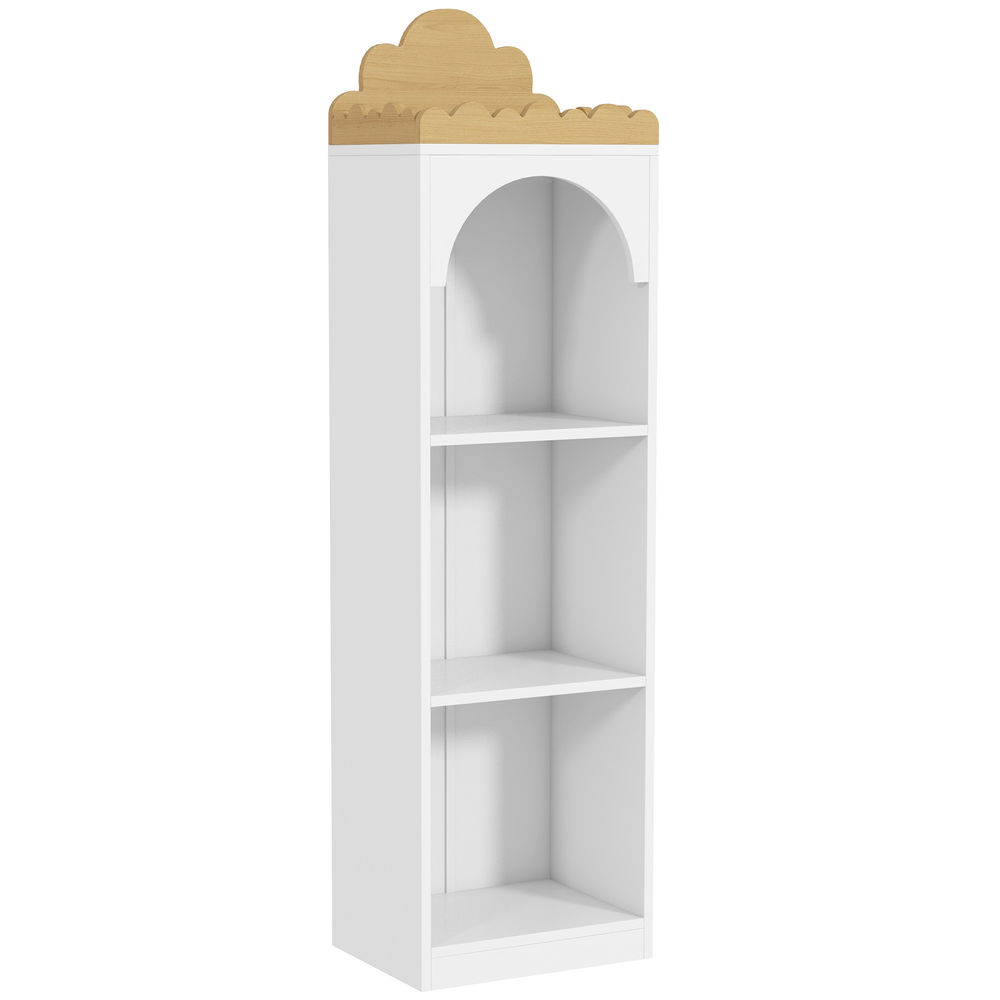 Aiyaplay étagère infantil para livros com 3 níveis - ideal para quartos de enfants, creches, blanc e natural