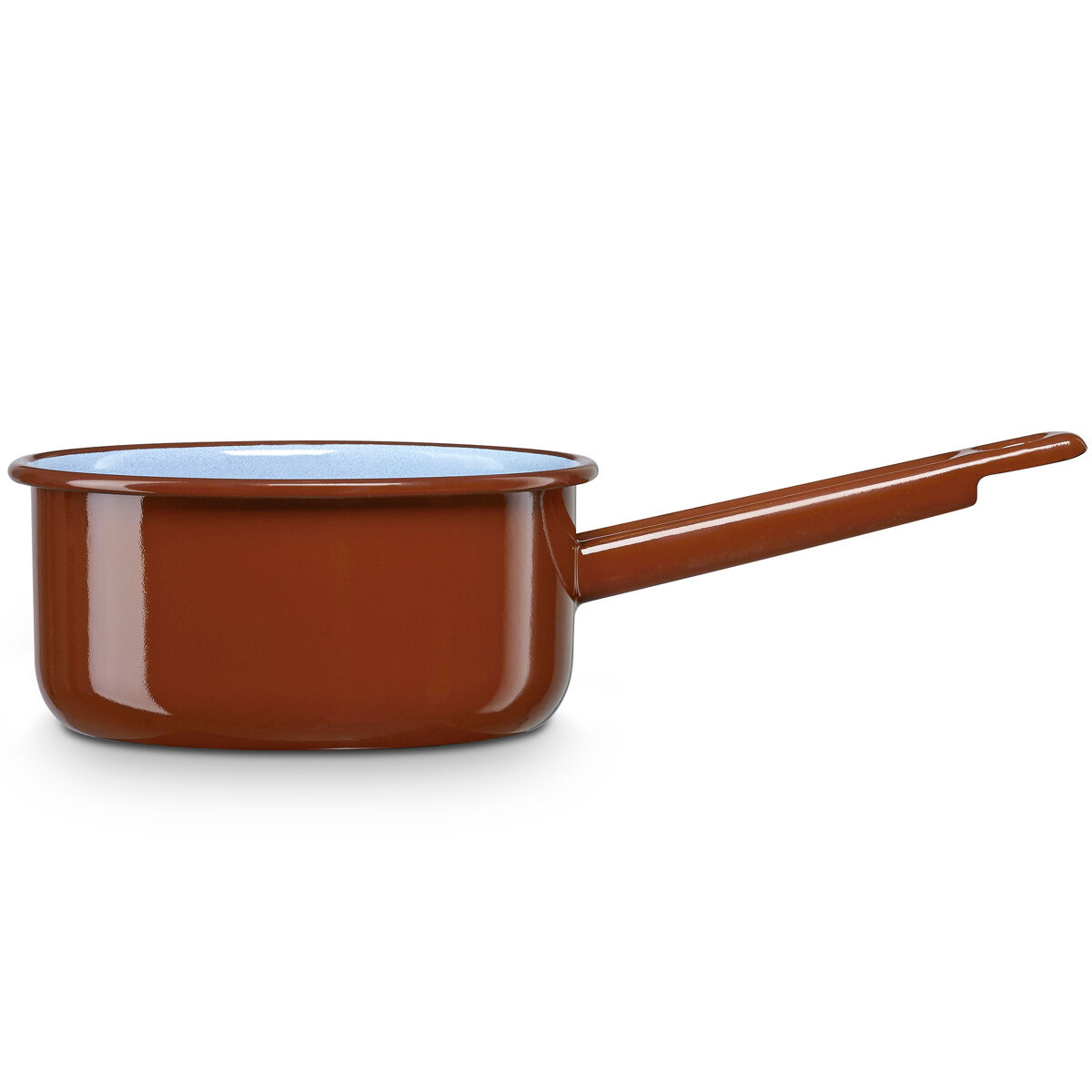 Briebe terra caçarola cozinha com cabo, ferver leite acier esmaltado 12 cm, bouilloire vitrificado 0,65 l, indução, fogo, vintage, , marrom