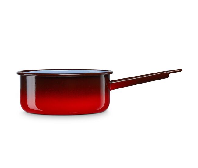 Briebe ignea caçarola cozinha com cabo, ferver leite acier esmaltado 14 cm, bouilloire vitrificado 1 l, indução, fogo, vintage, , rouge