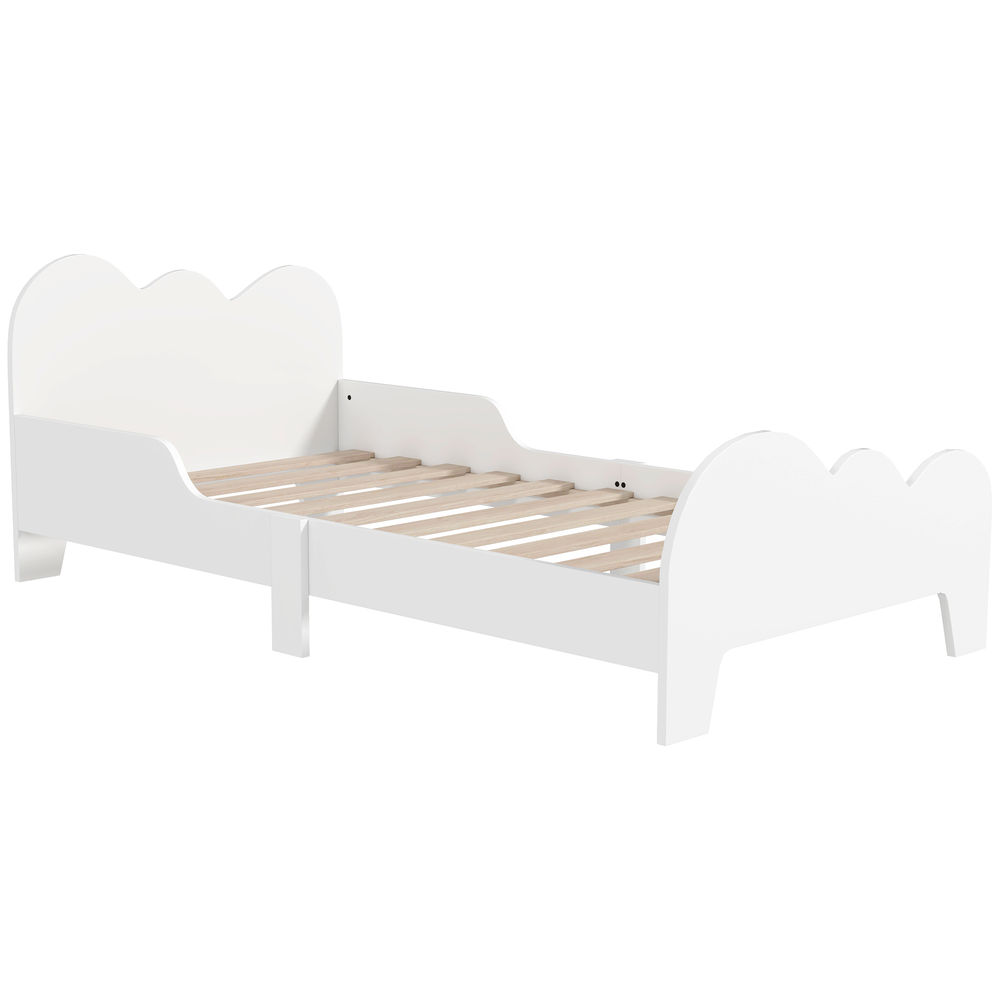 Aiyaplay cama para enfants acima de 3 anos 143,5x74,5x56 cm estrutura de cama infantil com desenho de núvem e barreira de segurança para dormitório blanc
