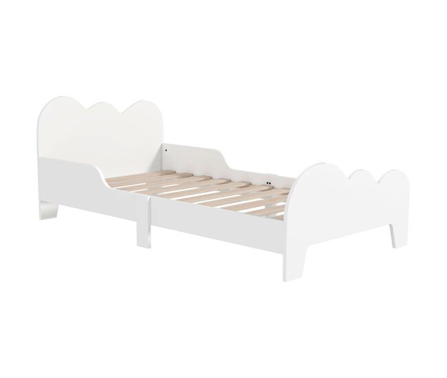 Aiyaplay cama para enfants acima de 3 anos 143,5x74,5x56 cm estrutura de cama infantil com desenho de núvem e barreira de segurança para dormitório blanc