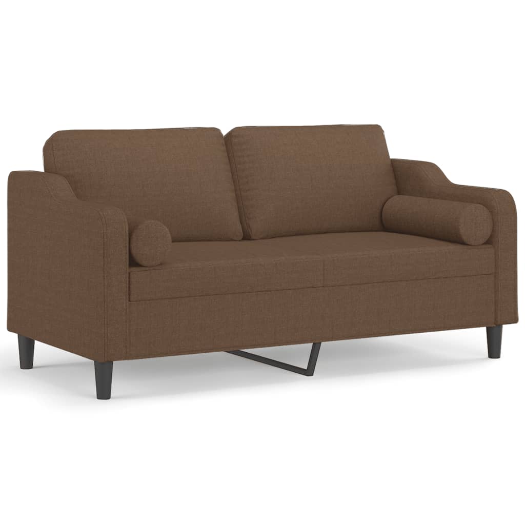 Vidaxl sofá 2 lugares + almofadas decorativas 140 cm tecido castanho