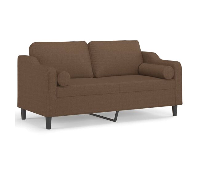 Vidaxl sofá 2 lugares + almofadas decorativas 140 cm tecido castanho