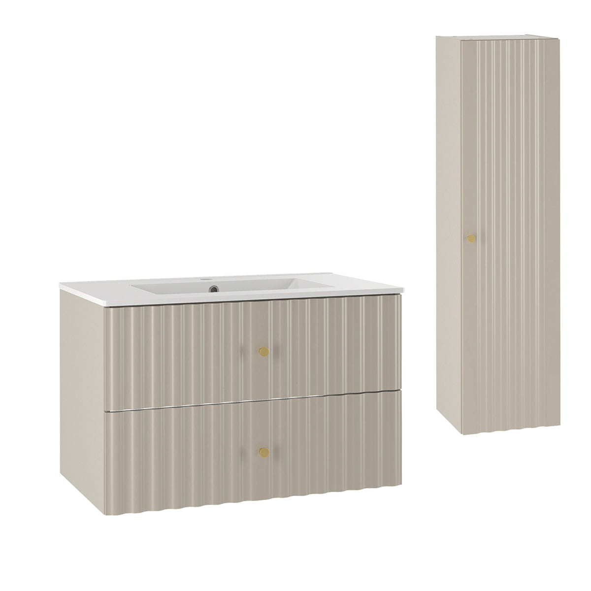 Conjunto móvel lavatório simples embutido 80cm enceinte izae caxemira
