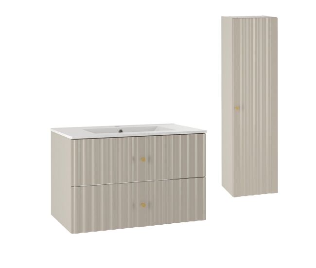 Conjunto móvel lavatório simples embutido 80cm enceinte izae caxemira