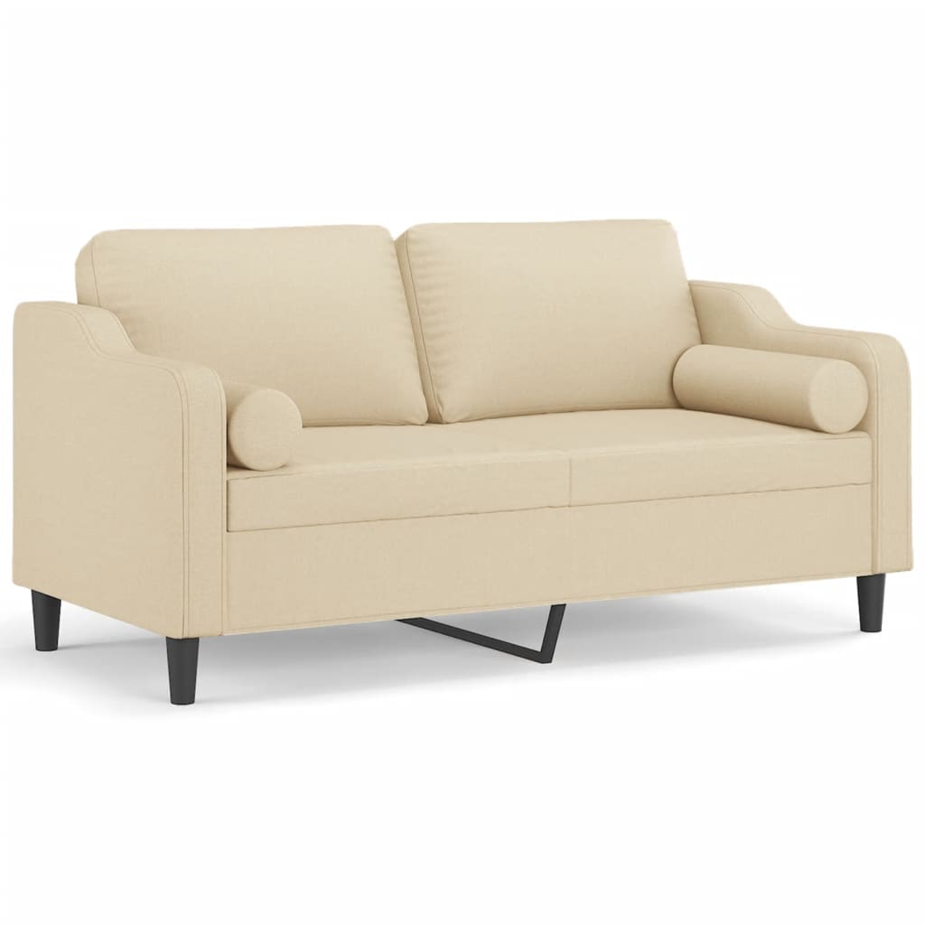 Vidaxl sofá 2 lugares + almofadas decorativas 140 cm tecido cor creme